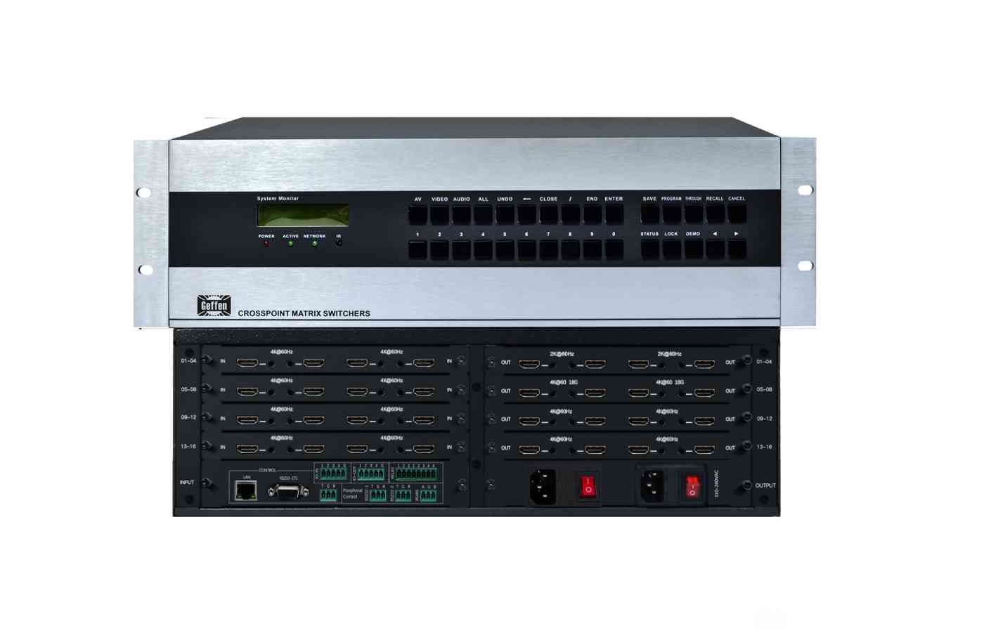 16路16进16出高清4K无缝混合矩阵切换器 1卡4路